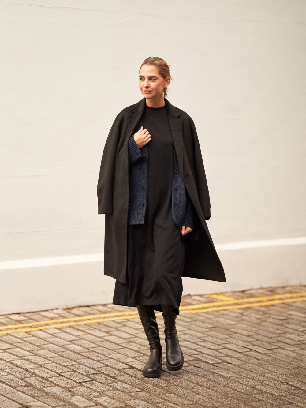 Check styling ideas for「Double Face Long Coat、Chunky Stole