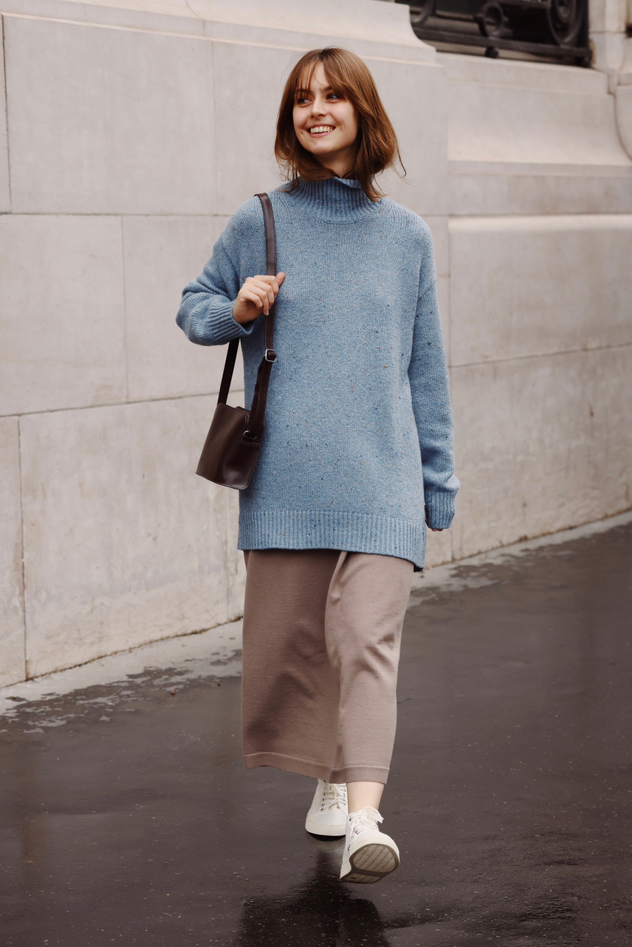 Check styling ideas for「SOFT KNIT LONG SLEEVE HIGH NECK SWEATER