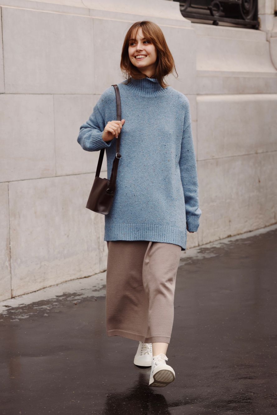 Check styling ideas for「SOUFFLE YARN LONG SLEEVE HIGH NECK