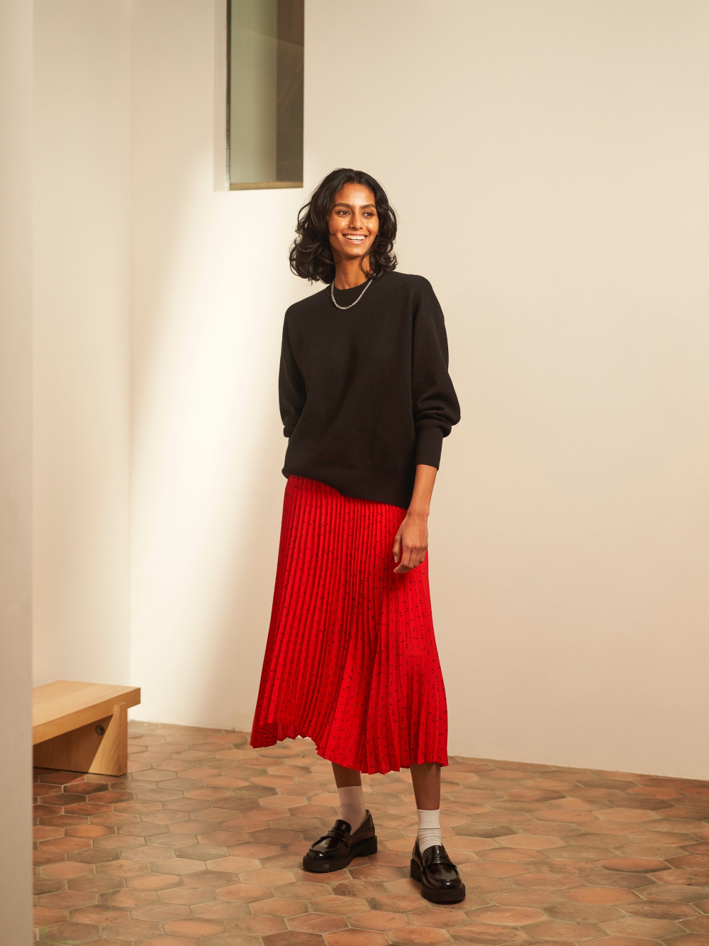 Crew neck clearance sweater and skirt