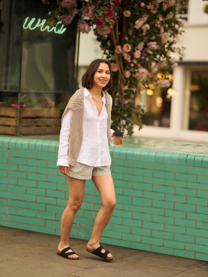 ★ILLIGO★ Striped Easy Shorts Beige Cotton Easy Shorts | Striped | UNIQLO US