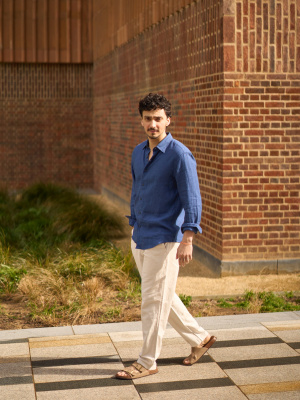 Men s Linen Blend Relaxed Trousers UNIQLO UK
