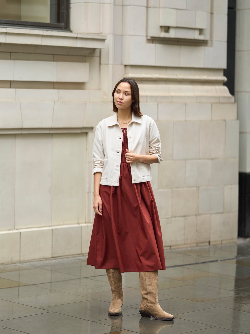 ワンピース Cotton Voile Check Volume Sleeve Dress Cotton Voile Check Volume Sleeve Dress | Pasand by ne