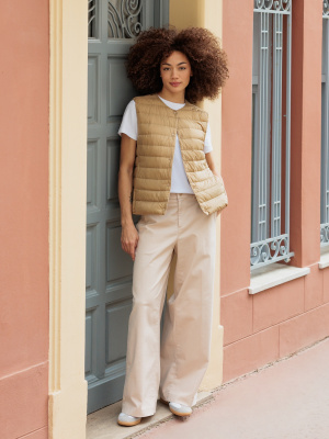 Women ultra light down compact vest top