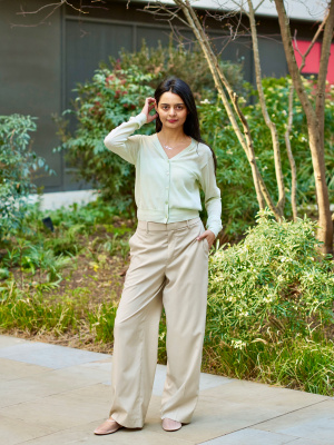 UNIQLO Belted Linen Rayon Wide Pants Navy Blue XS | eBay