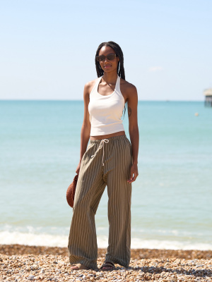 Linen Blend Easy Pants | Striped