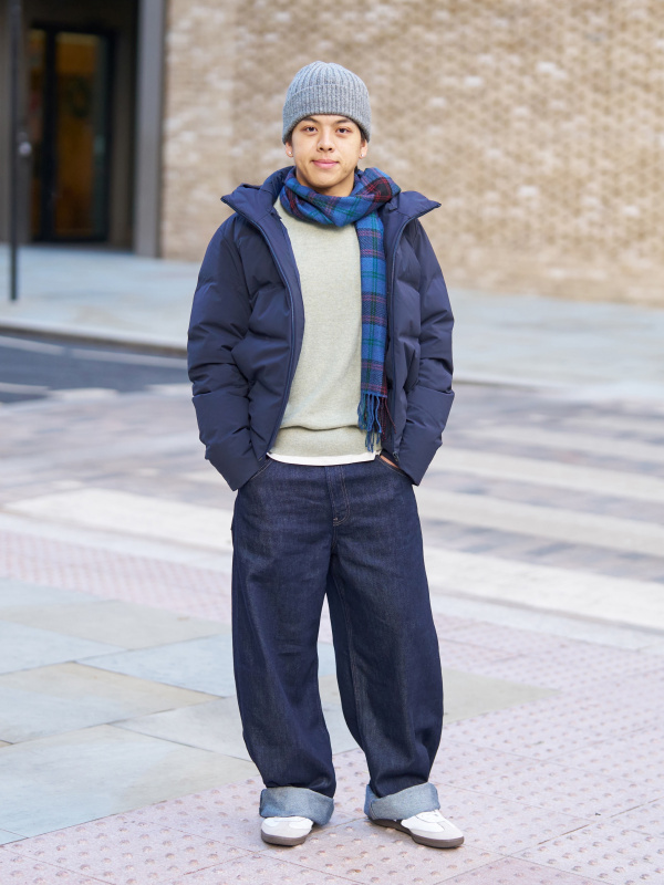 An outfit using Seamless Down Parka and 100% Cashmere Half-Zip