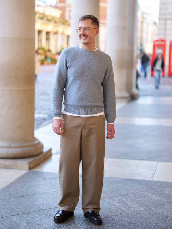 An outfit using Seamless Down Parka and 100% Cashmere Half-Zip