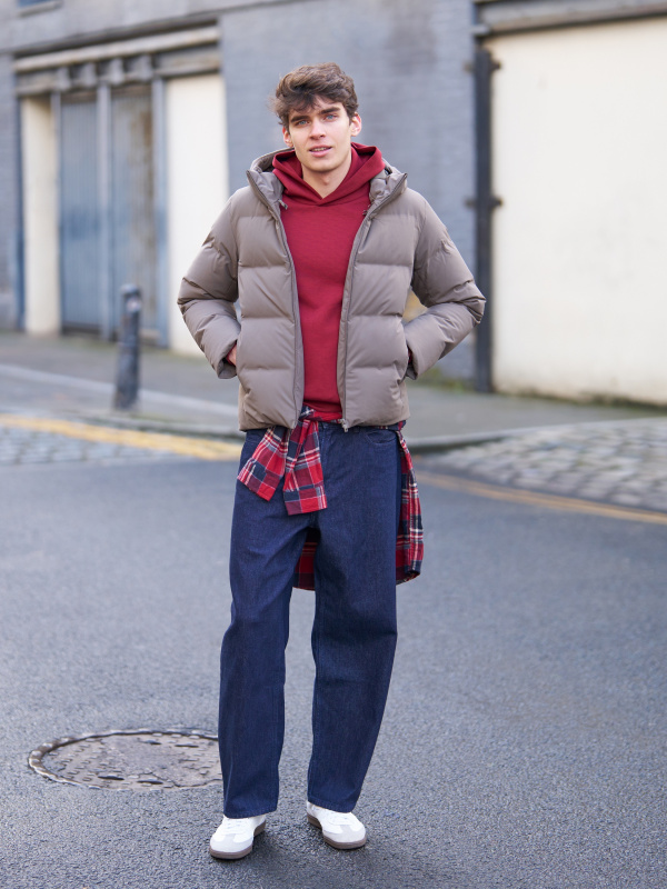 An outfit using Seamless Down Parka and 100% Cashmere Half-Zip