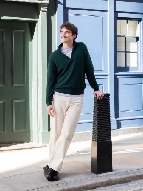 486077 100% Cashmere Half-Zip Jumper