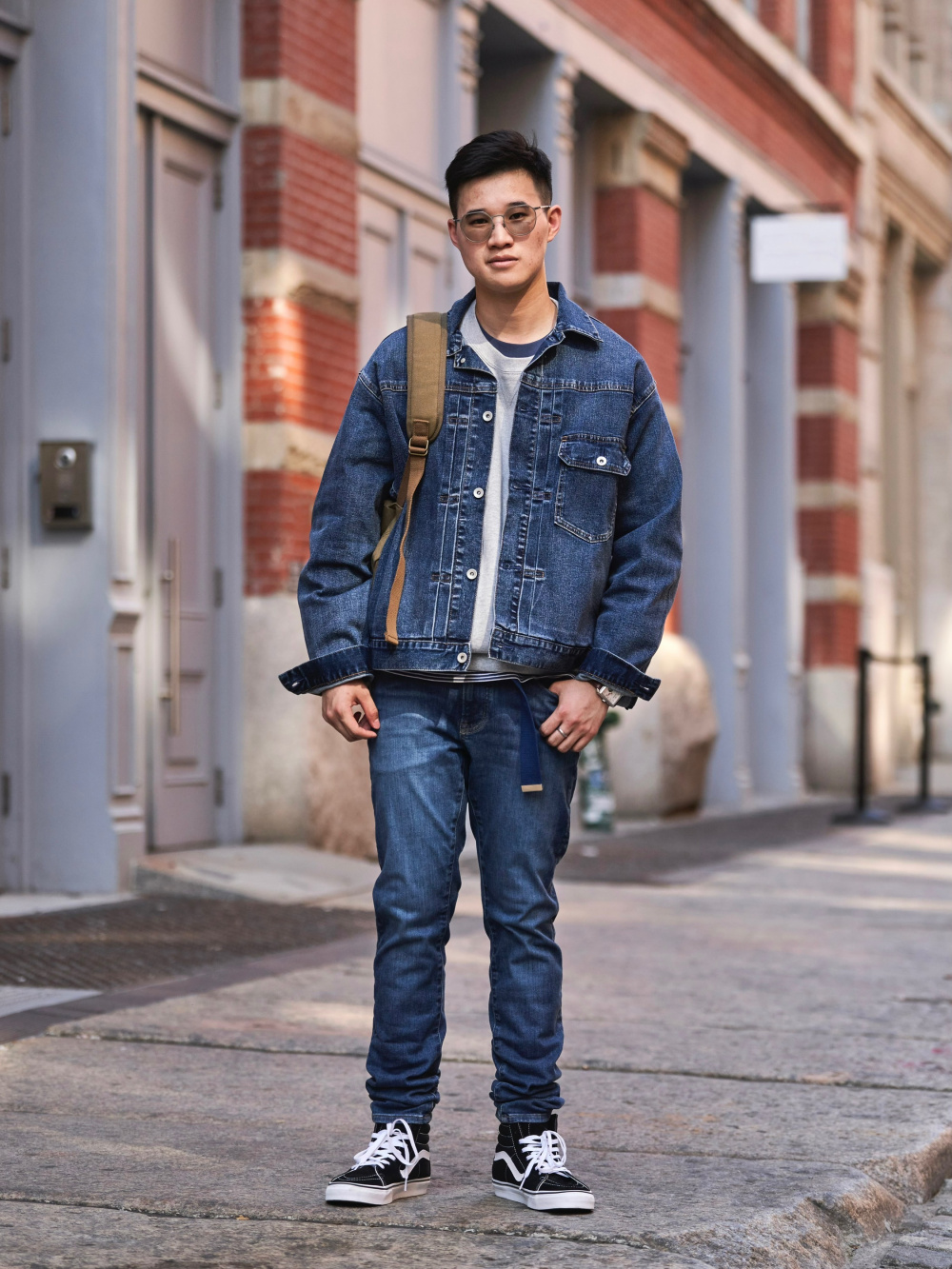 Half denim sale jacket outfit