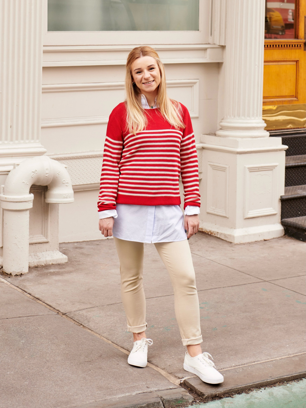 Striped boat-neck sweater