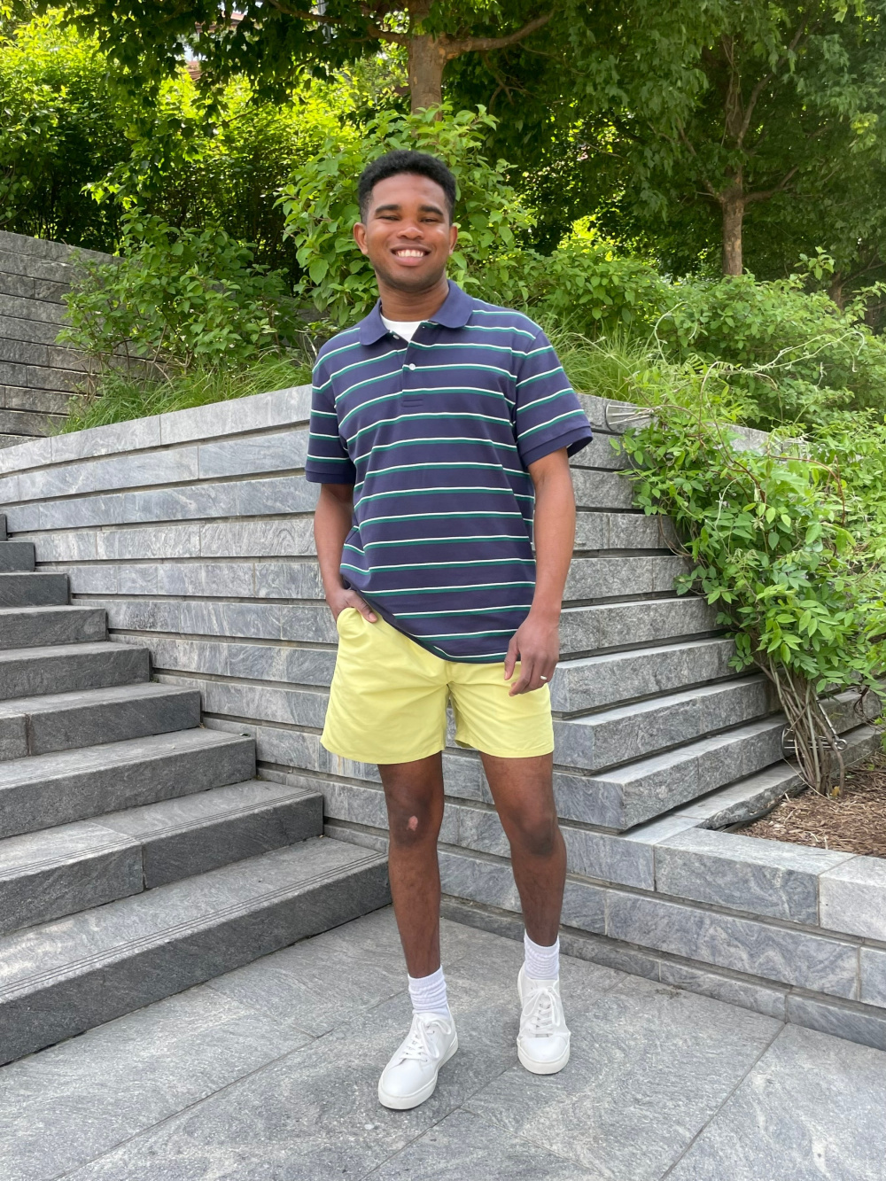 Check styling ideas for Dry Pique Striped Short Sleeve Polo Shirt Swim Active Shorts 5.5 UNIQLO US