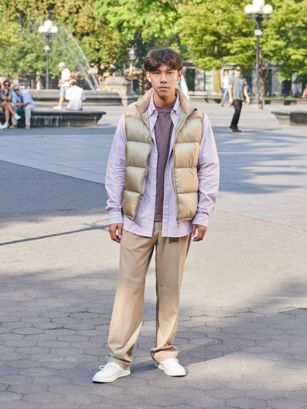 Check styling ideas for「Middle Gauge Crew Neck Knitted Vest」
