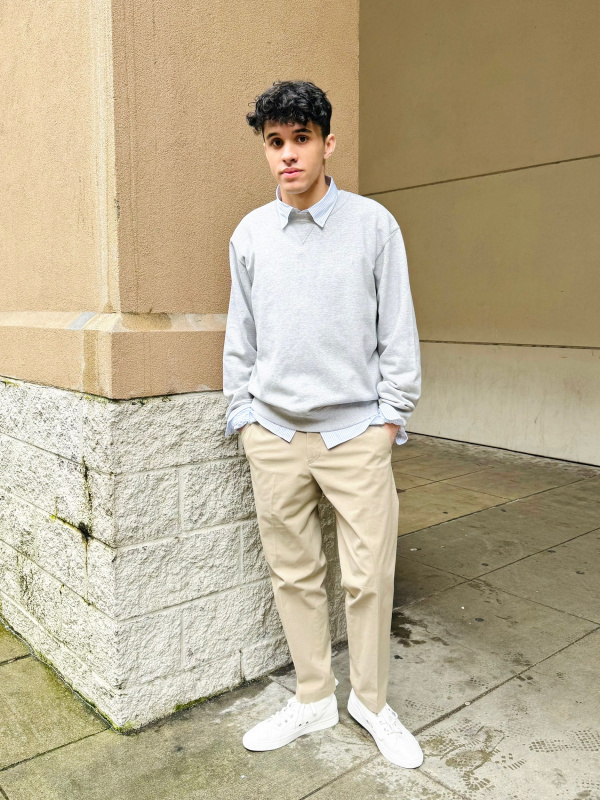 Check styling ideas for「Sweatshirt、Washed Cotton Striped Crew Neck Long-Sleeve  T-Shirt (Oversized)」