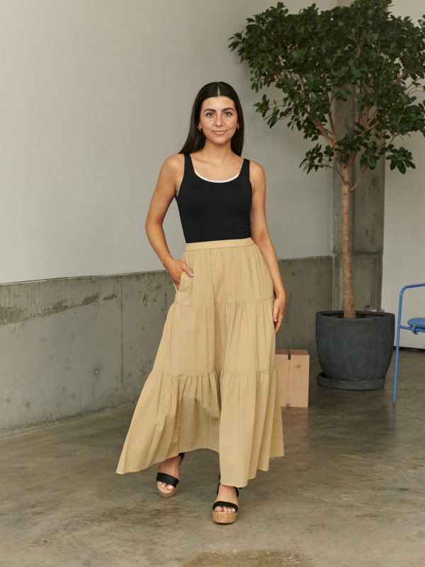 Tiered long skirt uniqlo sales