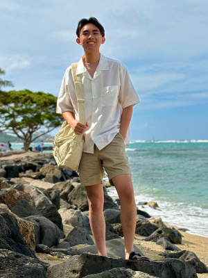 トップス OVY Stripe Open Collar Short Shirt xl Open Collar Short Sleeve Shirt | Printed | UNIQLO US
