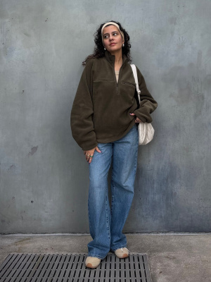 Fleece Half-Zip Oversized Pullover | UNIQLO US