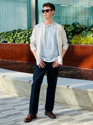 Men's Premium Linen Shirt | Stand Collar | Striped | UNIQLO US