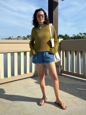 Cotton Denim Easy Shorts | 3"