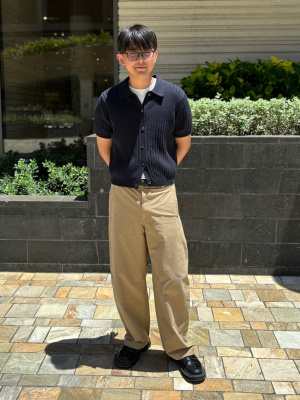 Ribbed Polo Cardigan | Short Sleeve