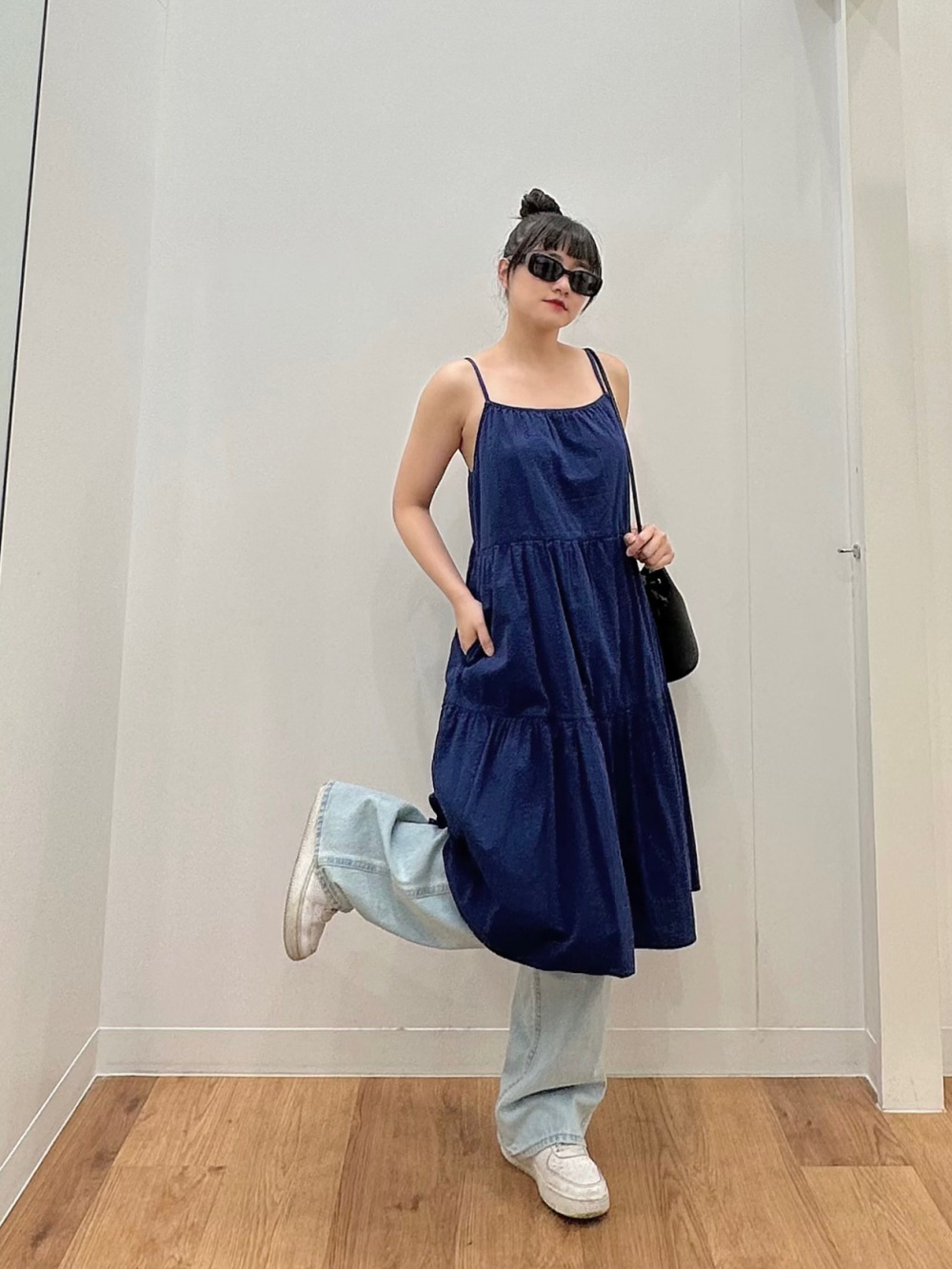 Check styling ideas for「Button Down Camisole Flare Dress」
