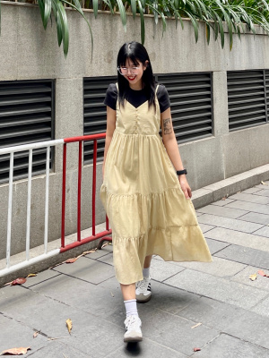 aje freecycle denim dress Marcelline | Rinse Wash Flared skirt panel with fb_old_stock Scarf:Matching Embroidered Scarf for Both Stunning Jaylan Off Shoulder