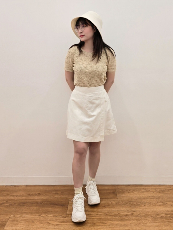 【I AM MARI】Bennuel Shirring Short Sleeve T-Shirt Skirt Set Check styling ideas for「Shirring Short Sleeve T-Shirt