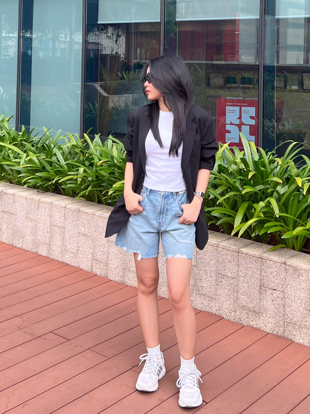 Check styling ideas for High Rise Baggy Denim Shorts Round Mini Shoulder Bag UNIQLO PH